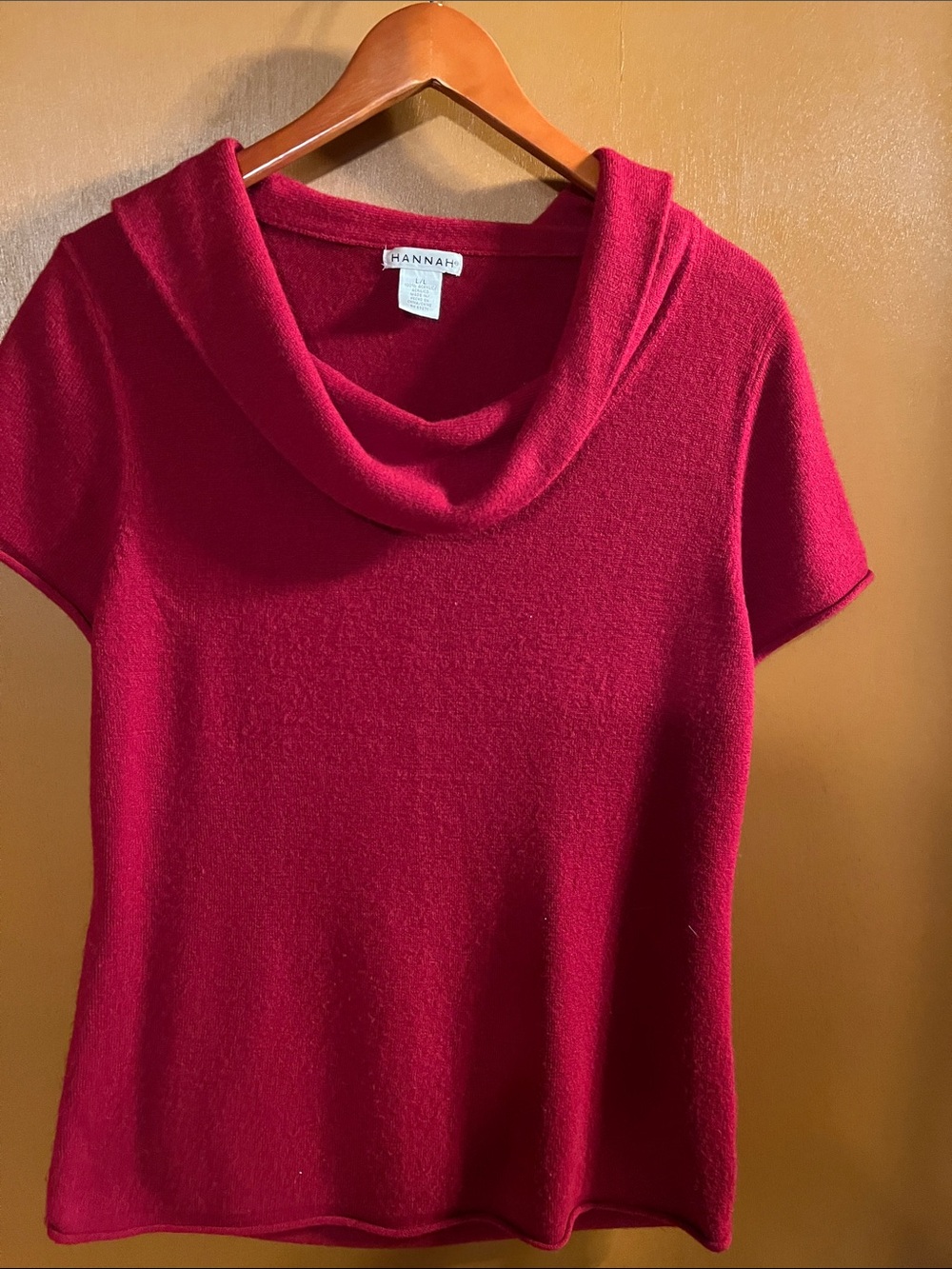 Hannah Red Cowl Neck Short Sleeve Sweater